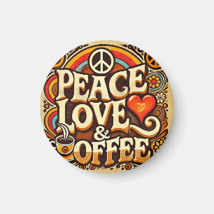 Ruhe, Liebe & Coffee Retro Magnet