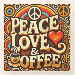 Ruhe, Liebe & Coffee Retro Untersetzer