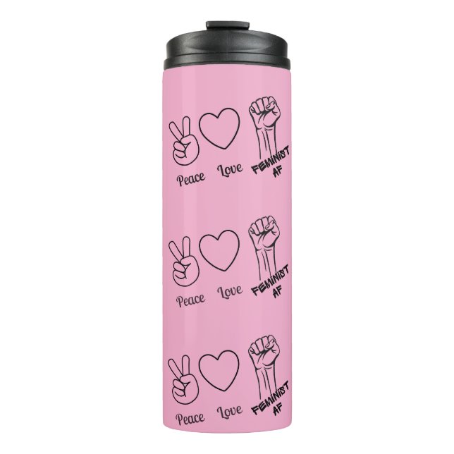 Ruhe, Liebe, feministische AF - Wasserflasche Thermosbecher (Vorderseite)