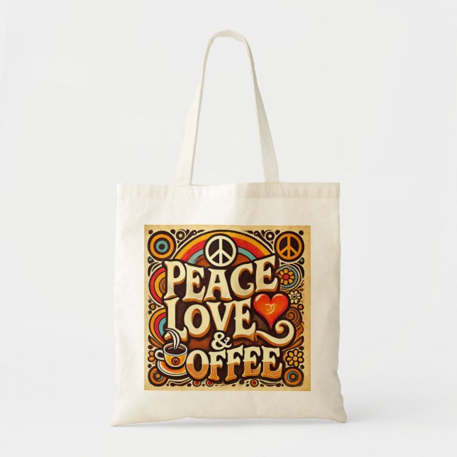 Ruhe, Liebe & Kaffee Retro Tasche (Vorne)
