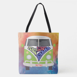 Ruhe, Liebe, Karma, Hippy, Regenbogenfarbe Tasche