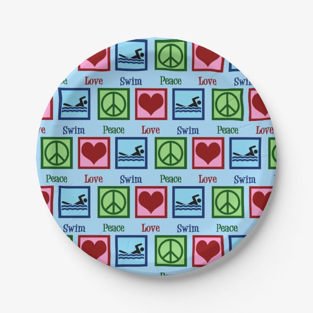 Ruhe Liebe Schwimmen Pappteller (Vorderseite)