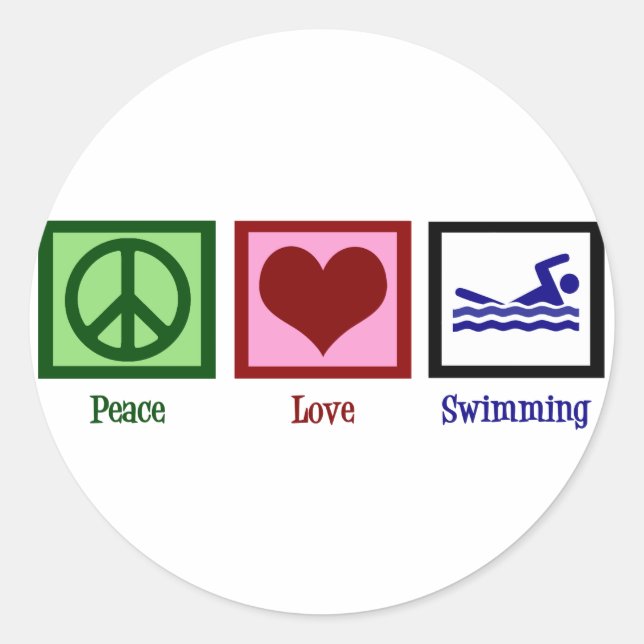 Ruhe Liebe Schwimmen Runder Aufkleber (Vorderseite)