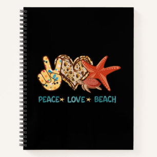 Ruhe, Liebe, Strand   Friede, Herz, Schildkröte Notizbuch