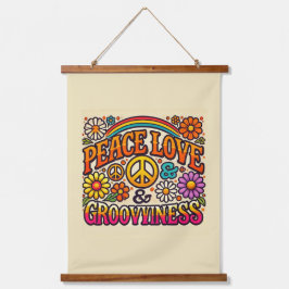 Ruhe, Liebe und Grooviness Tapestes Wandteppich Mit Holzrahmen