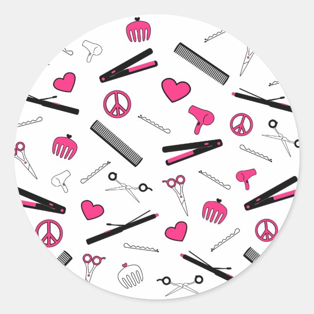 Ruhe, Liebe und Haarpflege (pink) Runder Aufkleber (Vorderseite)