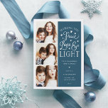 Ruhe, Liebe und Licht | Hanukkah-Foto Feiertagskarte<br><div class="desc">Die schöne typografische Hanukkah-Fotokarte zeigt drei Ihrer beliebtesten Fotos in einem quadratischen Format entlang der links Seite. "Sie wünschen Ruhe, Liebe und Licht diese Hanukkah und immer" erscheint rechts in weißer Hand mit Schrift auf einem dunkelblauen Hintergrund mit Sternen gezeichnet aquamarin. Passen Sie mit Ihrem persönlichen Gruß, Familiennamen, individuellen Namen...</div>