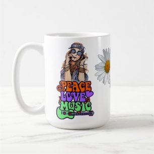 Ruhe, Liebe und Musik Hippie Gal Kaffeetasse
