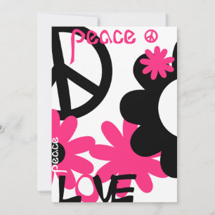 Ruhe, Liebe und Party in heißen Rosa und Schwarz - Einladung