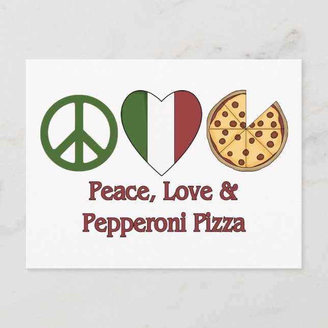 Ruhe, Liebe und Pizza Pepperoni Postkarte (Vorderseite)