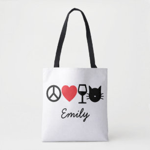 Ruhe, Liebe, Wein und Katzen Tasche
