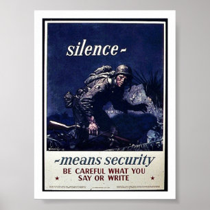 Ruhe Menans Sicherheit gibt acht, was Sie sagen Poster