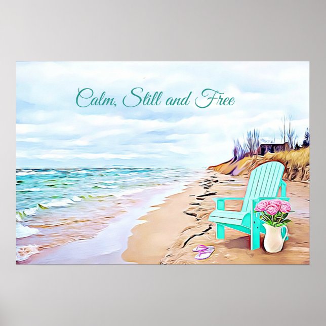 Ruhe, Ruhe und der freie Strand "Ocean Tranquil Po Poster (Vorne)