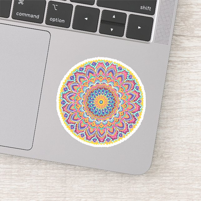 Ruhe Schöne farbenfrohe Floral Mandala Aufkleber (Detail)