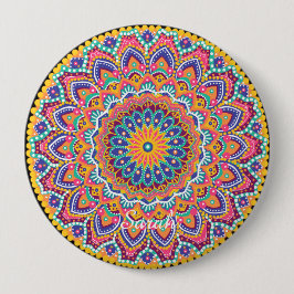 Ruhe Schöne farbenfrohe Floral Mandala Button