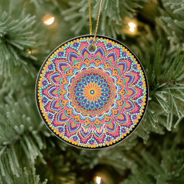 Ruhe Schöne farbenfrohe Floral Mandala Keramik Ornament (Baum)