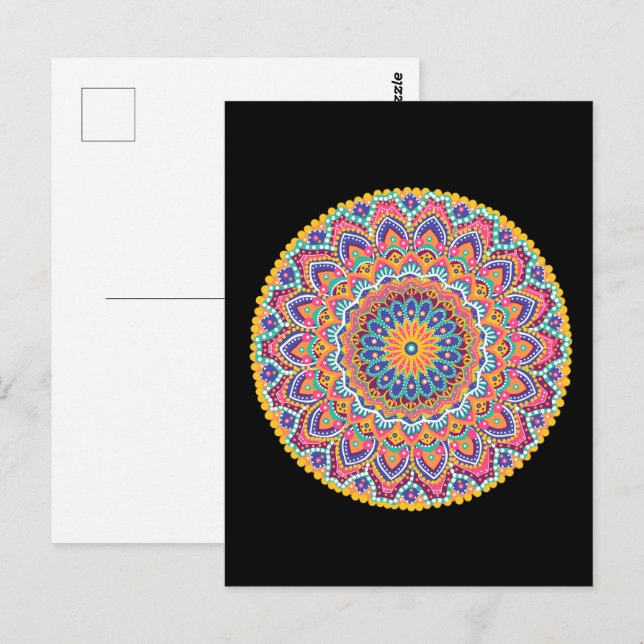 Ruhe Schöne farbenfrohe Floral Mandala Postkarte (Vorne/Hinten)