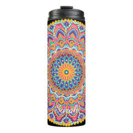 Ruhe Schöne farbenfrohe Floral Mandala Thermosbecher