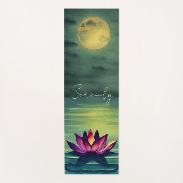 Ruhe - Schöne Lotus-Blume und Vollmond Yogamatte (Vorderseite)