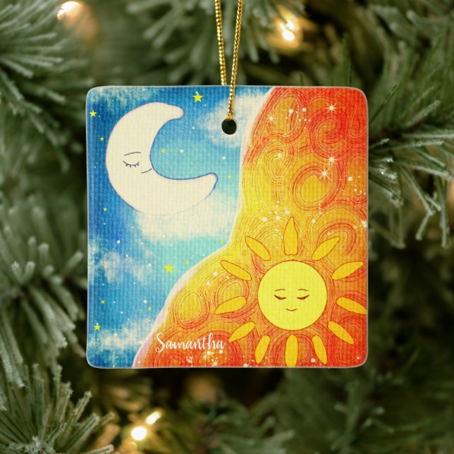 Ruhe, Sonne und Mond Keramikornament (Baum)
