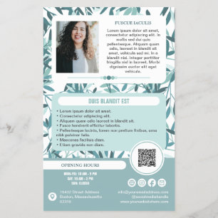 Ruhe Teal Blätter Wellness Promo Kleinunternehmen Flyer
