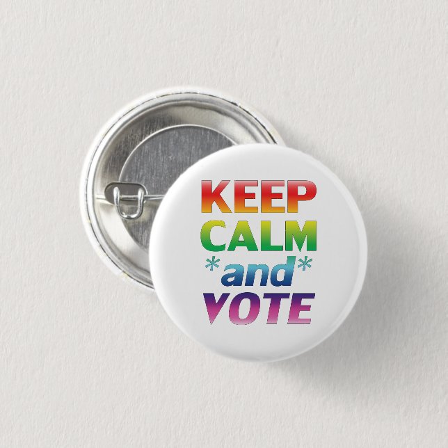 "Ruhe und Abstimmung behalten" Pride rainbow lgbtq Button (Vorne & Hinten)