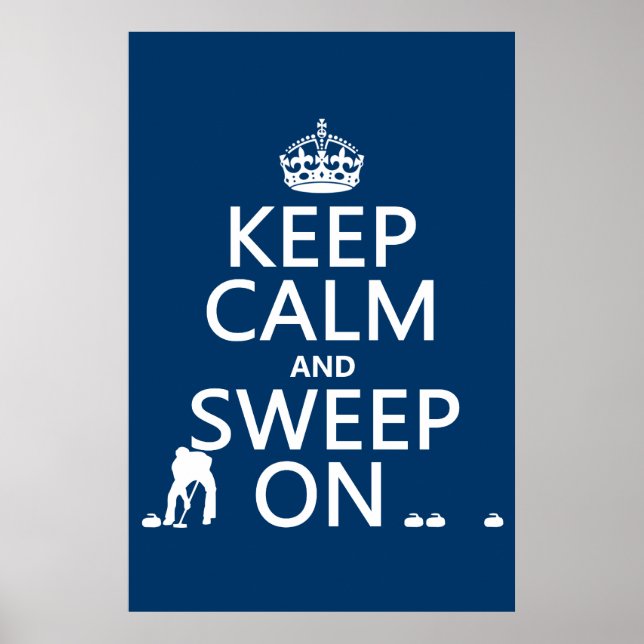 Ruhe und Aufwischen behalten (Curling)(Farbe) Poster (Vorne)