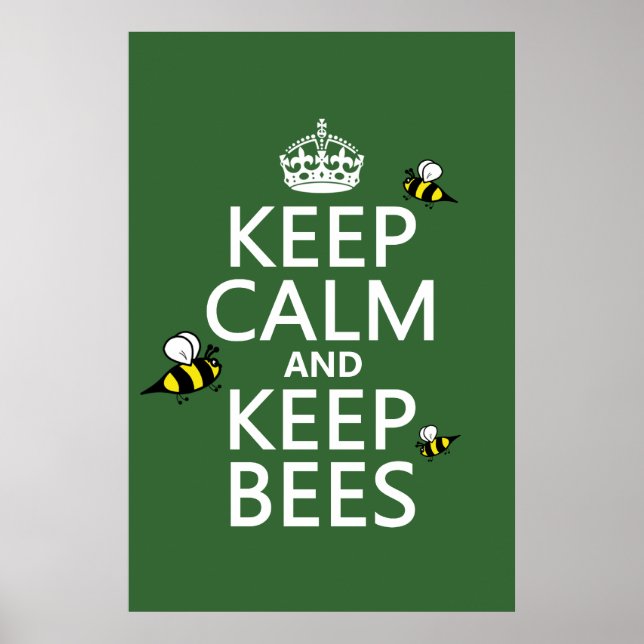 Ruhe und Behalten Bienen - alle Farben Poster (Vorne)