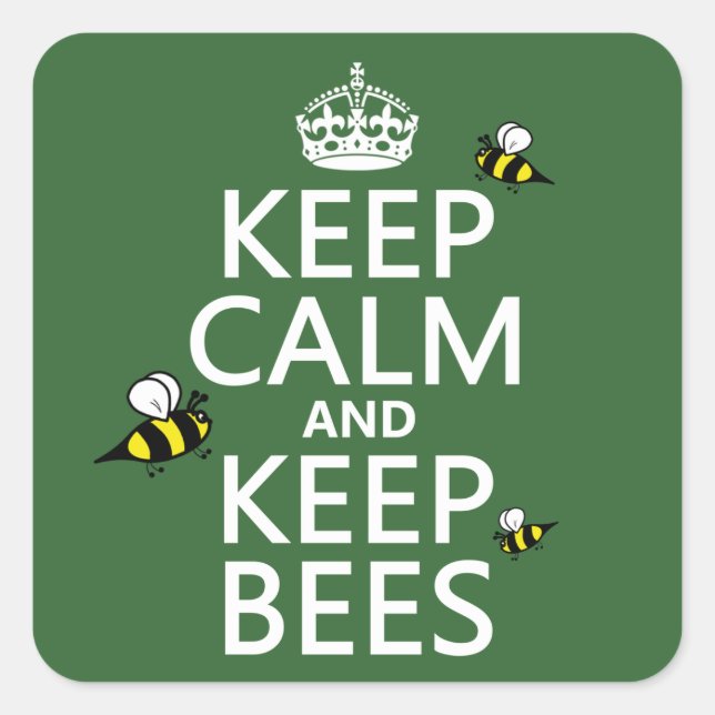 Ruhe und Behalten Bienen - alle Farben Quadratischer Aufkleber (Vorderseite)