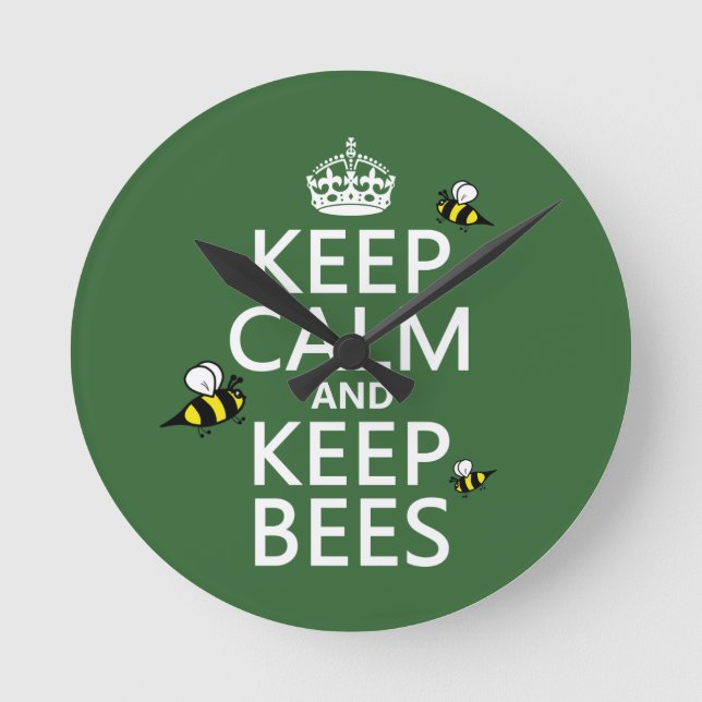 Ruhe und Behalten Bienen - alle Farben Runde Wanduhr (Vorderseite)