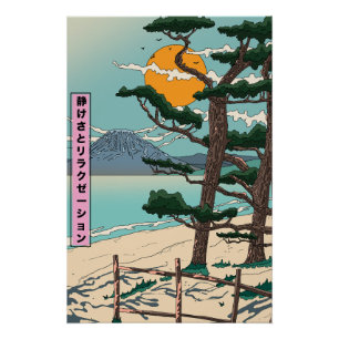 Ruhe und Entspannung japanischen Fluss. Poster