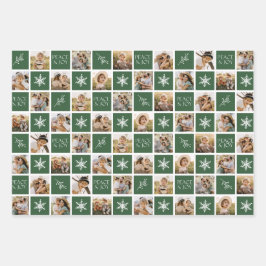 Ruhe und Freude Green Holiday Foto Collage Geschenkpapier Set