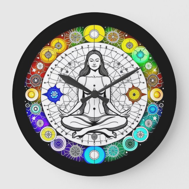 Ruhe und Friedliche Meditation Große Wanduhr (Vorderseite)