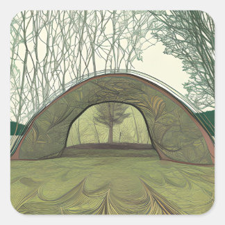 Ruhe und Friedliches Camping Quadratischer Aufkleber