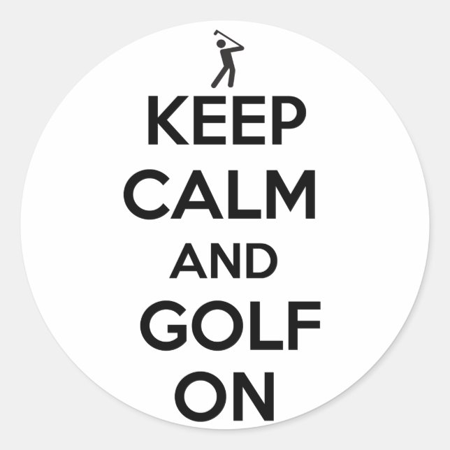 Ruhe und Golf behalten Runder Aufkleber (Vorderseite)