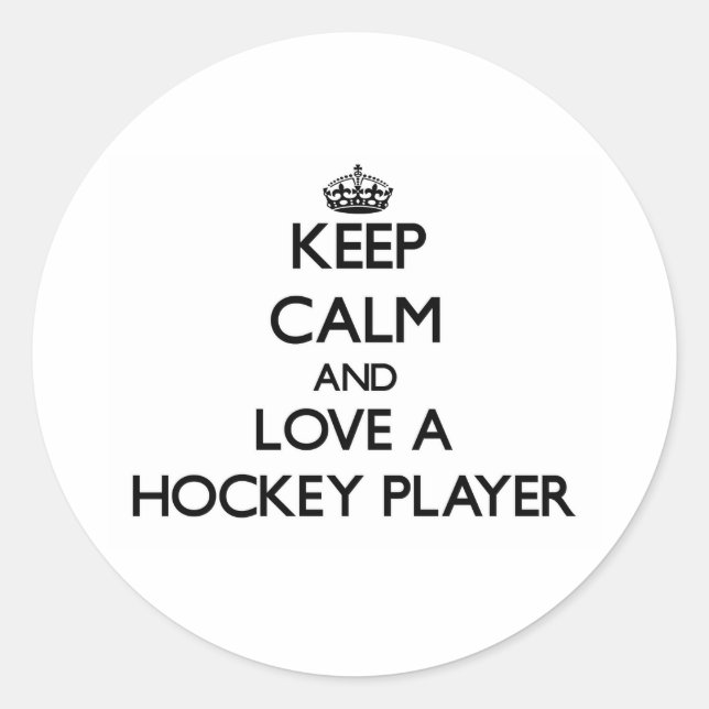 Ruhe und Liebe als Hockey-Spieler behalten Runder Aufkleber (Vorderseite)