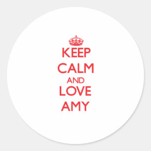 Ruhe und Liebe Amy behalten Runder Aufkleber