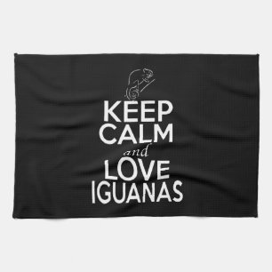 Ruhe und Liebe behalten Iguanas Geschirrtuch
