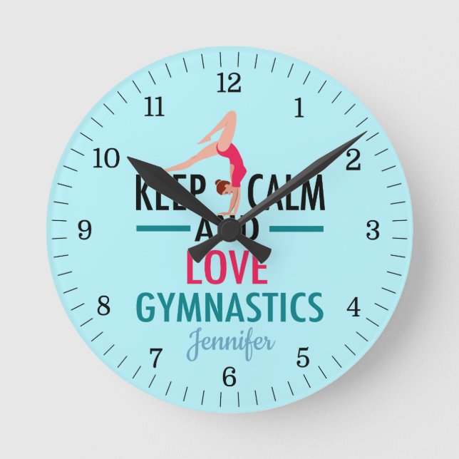 Ruhe und Liebe Gymnastik behalten Runde Wanduhr (Vorderseite)