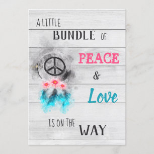 *~* Ruhe und Liebe Hippy Neutral Rustic Baby Dusch Einladung