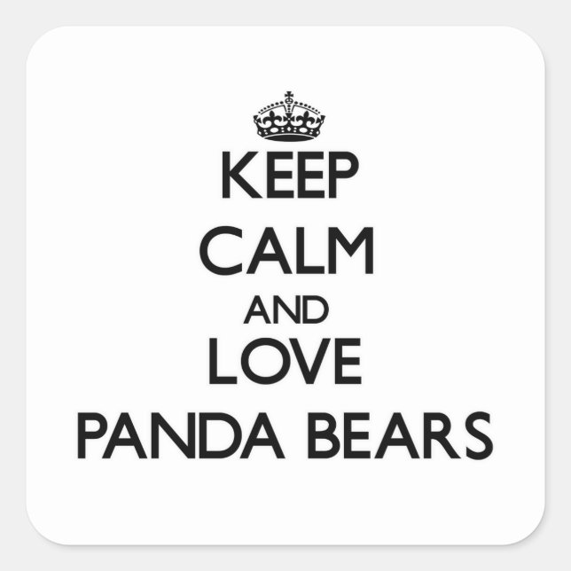 Ruhe und Liebe Panda Bears behalten Quadratischer Aufkleber (Vorderseite)