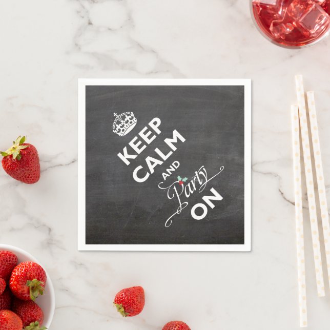 Ruhe und Party auf Chalkboard Funny Holiday behalt Serviette (Beispiel)