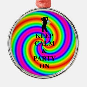 Ruhe und Party behalten Silbernes Ornament