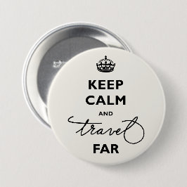 Ruhe und Reisen weit weg von schwarzen Handschrift Button