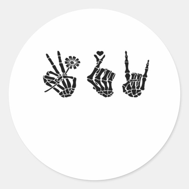 Ruhe und Roll Skeleton Hands Classic Runder Aufkleber (Vorderseite)