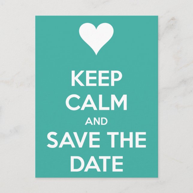 Ruhe und Save the Date Blau behalten Ankündigungspostkarte (Vorderseite)