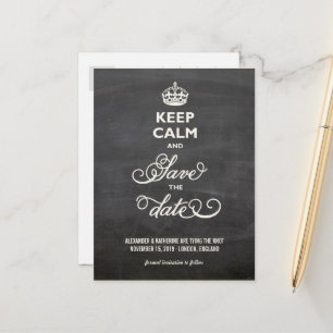Ruhe und Save the Date Retro Chalkboard Funny beha Ankündigungspostkarte