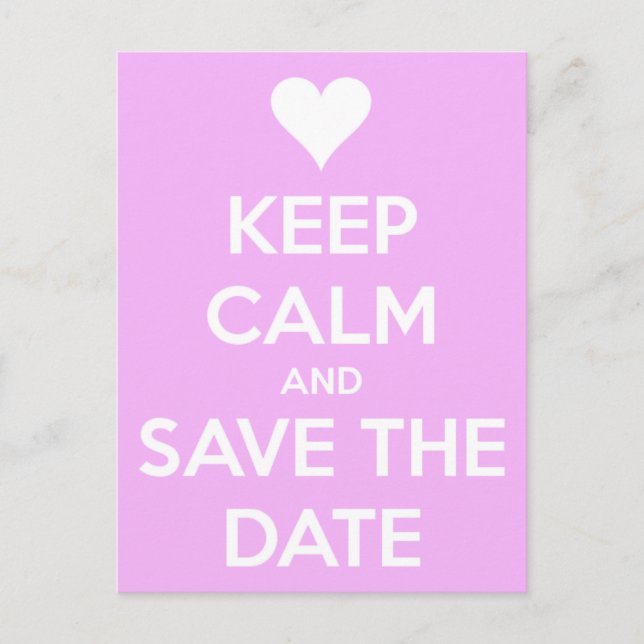 Ruhe und Save the Date rosa behalten Ankündigungspostkarte (Vorderseite)