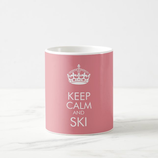 Ruhe und Schi behalten - Text und Farbe anpassen Kaffeetasse (Mittel)