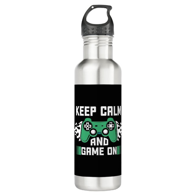 Ruhe und Spiel behalten Edelstahlflasche (Vorderseite)